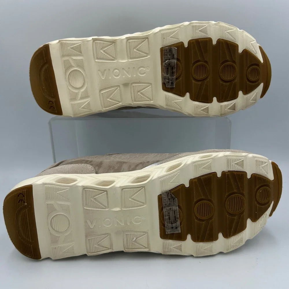 Vionic Presley‎ Walking Sneaker women 11 Taupe Suede slip-on Athleisure Orthotic